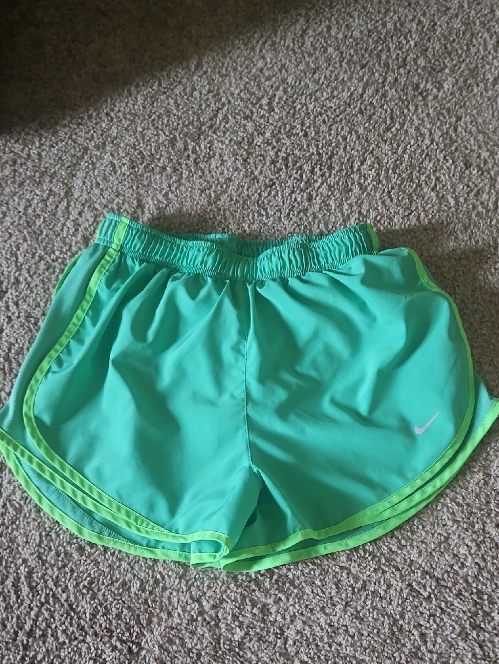 Nike Women’s Aqua Athletic Shorts with Neon Green Trim